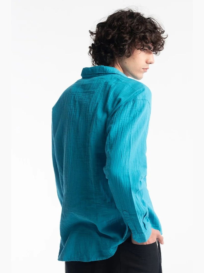 Camisa de algodón texturizado de ajuste relajado giesto Azul eléctrico - Kiabi