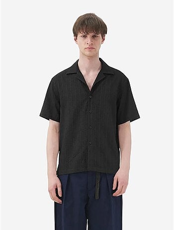 Camisa de algodón texturizado de manga corta giesto