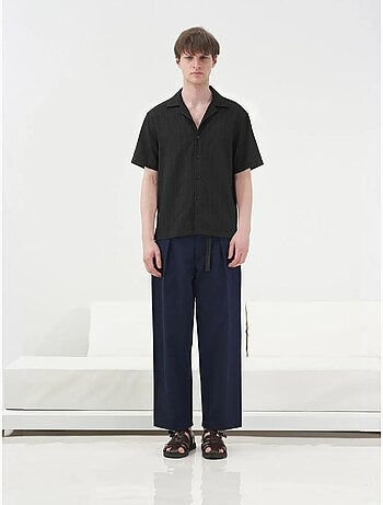 Camisa de algodón texturizado de manga corta giesto
