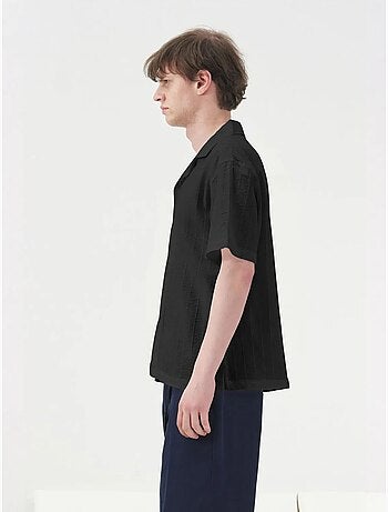Camisa de algodón texturizado de manga corta giesto