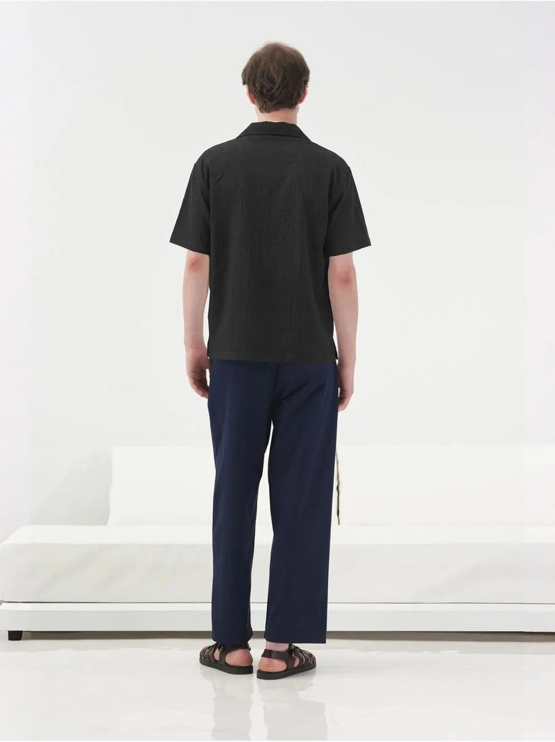 Camisa de algodón texturizado de manga corta giesto Negro - Kiabi