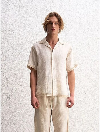Camisa de algodón texturizado de manga corta para hombre giesto