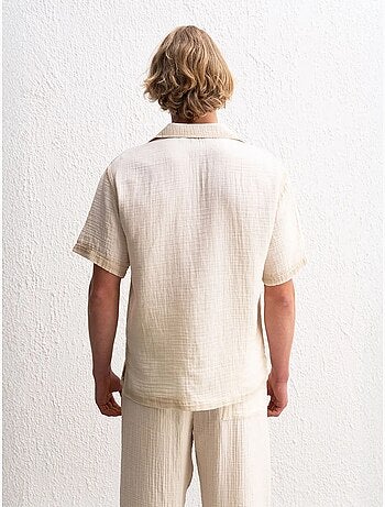 Camisa de algodón texturizado de manga corta para hombre giesto