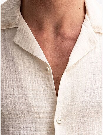 Camisa de algodón texturizado de manga corta para hombre giesto
