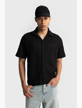 Camisa de algodón texturizado de manga corta para hombre giesto