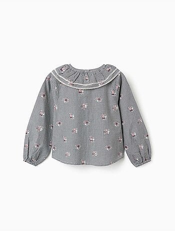 Camisa de algodón Vichy con estampado floral