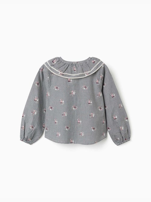 Camisa de algodón Vichy con estampado floral - Kiabi Camisa de algodón Vichy con estampado floral - Kiabi