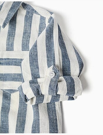 Camisa de algodón y lino a rayas You&Me