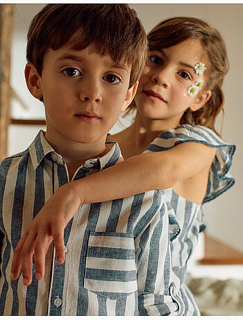Camisa de algodón y lino a rayas You&Me