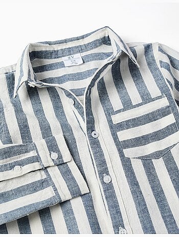 Camisa de algodón y lino a rayas You&Me