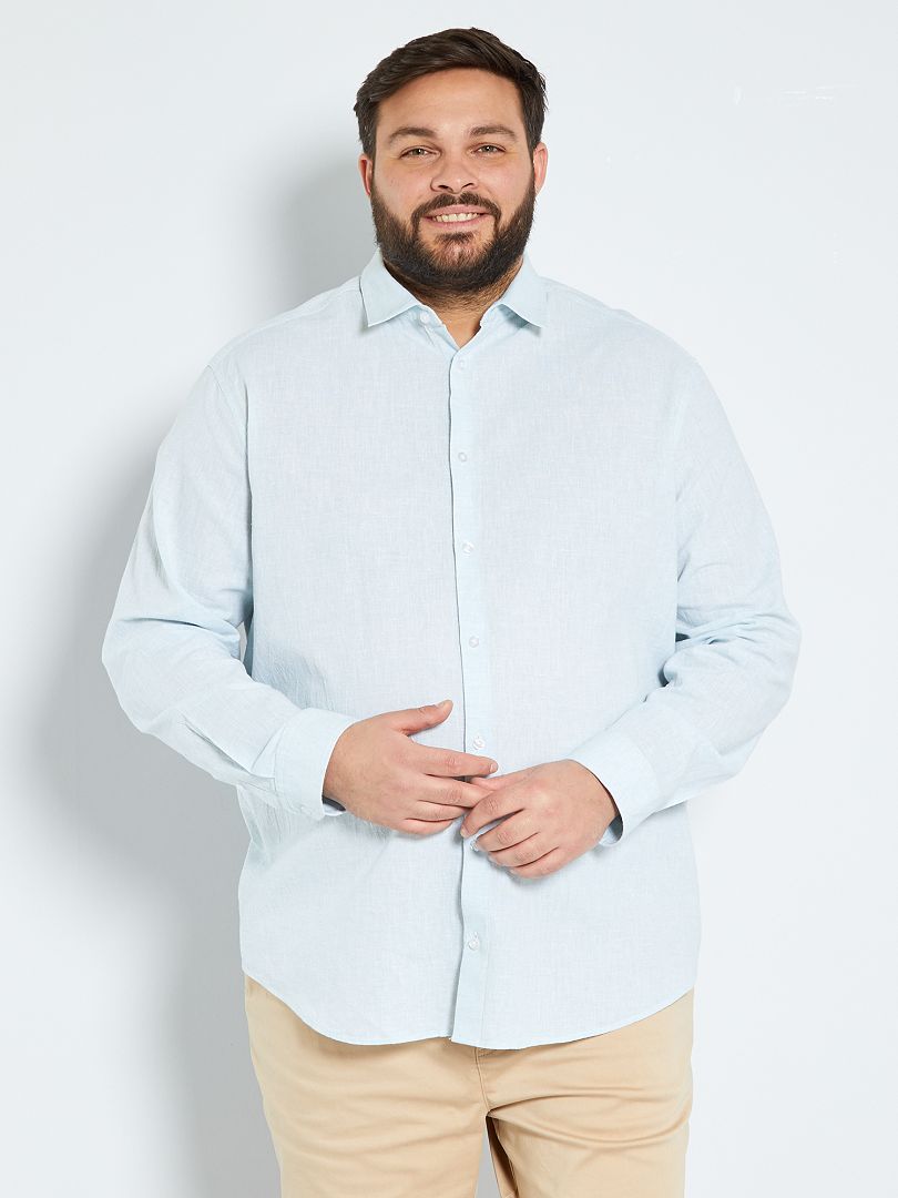 Anunciante Rápido escaldadura Camisa de algodón y lino - azul - Kiabi - 20.00€