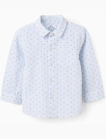 Camisa de algodón y lino con círculos