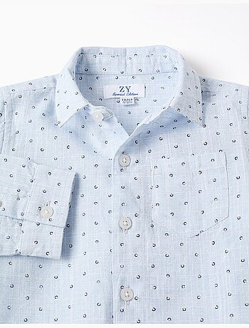 Camisa de algodón y lino con círculos