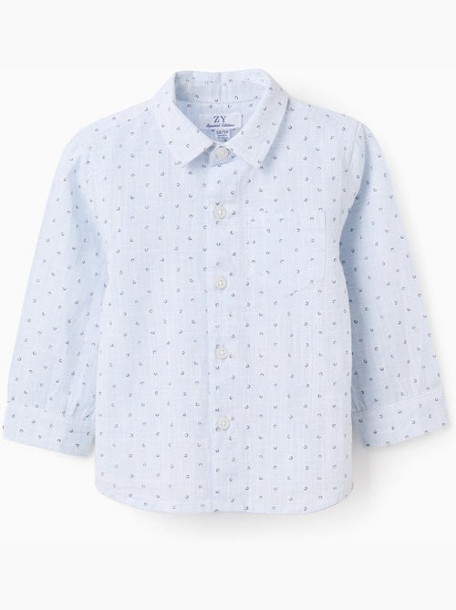 Camisa de algodón y lino con círculos - Kiabi