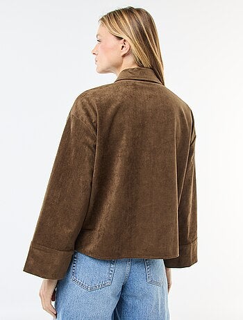 Camisa de ante sintético de manga larga