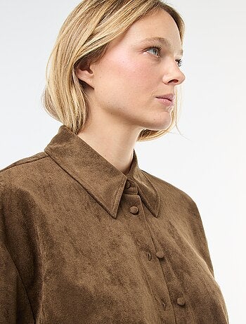 Camisa de ante sintético de manga larga