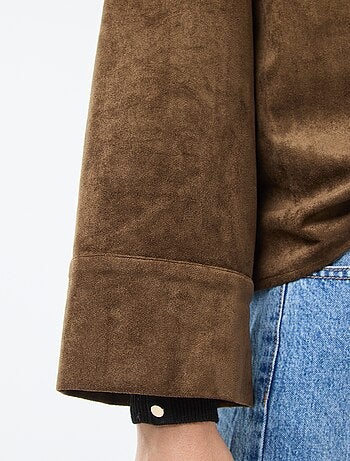 Camisa de ante sintético de manga larga