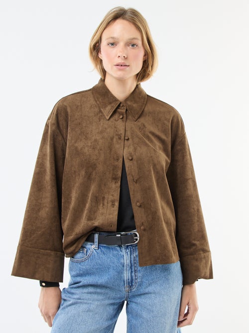 Camisa de ante sintético de manga larga - Kiabi