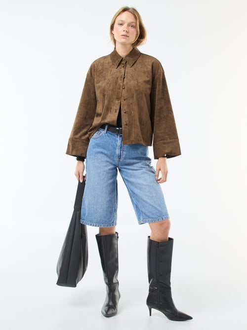 Camisa de ante sintético de manga larga - Kiabi