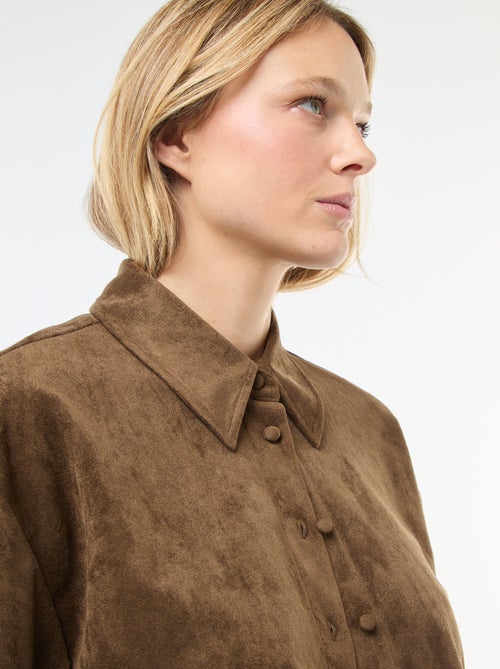 Camisa de ante sintético de manga larga - Kiabi