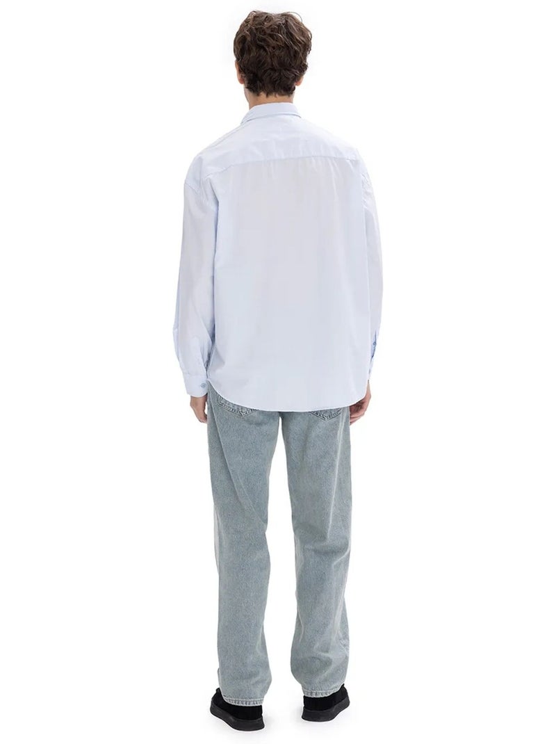 Camisa de bolsillo con cuello abotonado y corte regular giesto Azul pastel - Kiabi