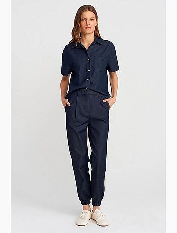 Camisa de botones de manga corta en mezcla de lino dilvin
