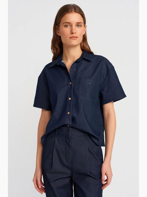 Camisa de botones de manga corta en mezcla de lino dilvin - Kiabi Camisa de botones de manga corta en mezcla de lino dilvin - Kiabi