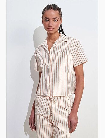 Camisa de botones de manga corta en mezcla de lino dilvin