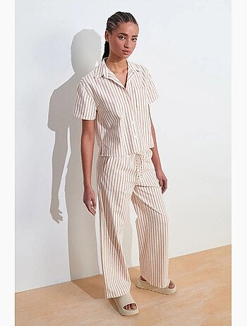 Camisa de botones de manga corta en mezcla de lino dilvin
