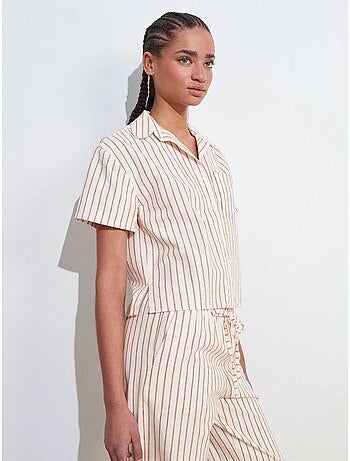 Camisa de botones de manga corta en mezcla de lino dilvin