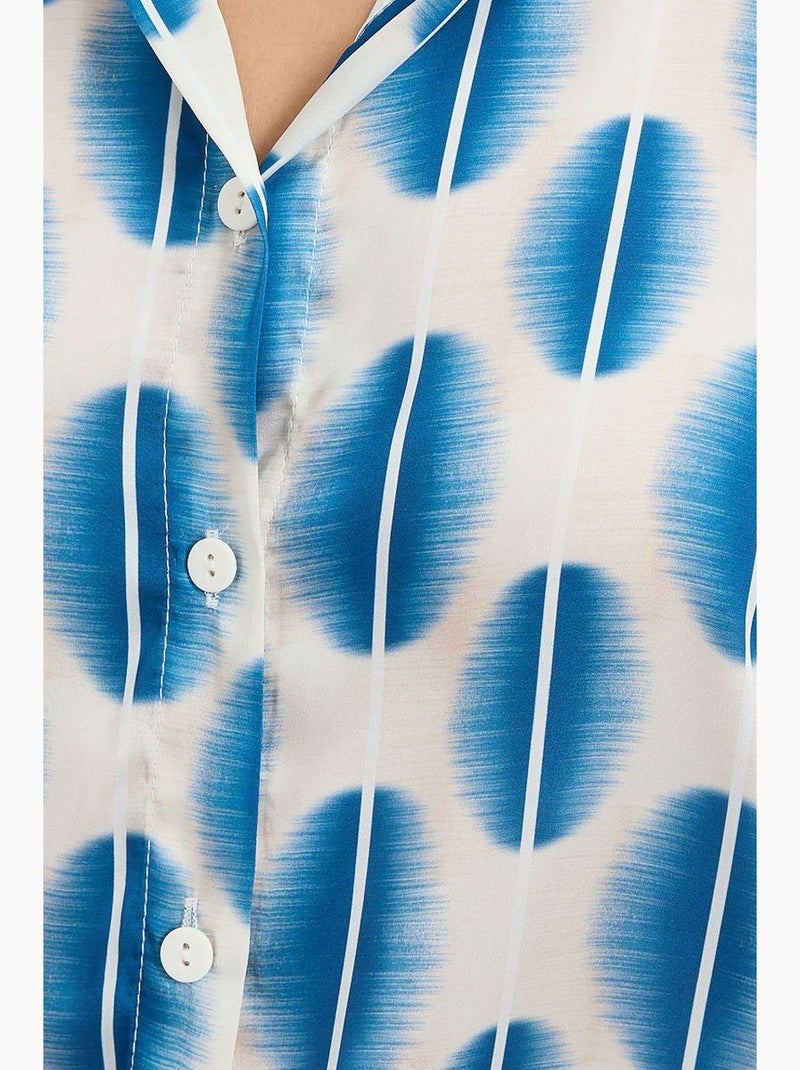 Camisa de botones de satén tejido bdart Azul zafiro - Kiabi