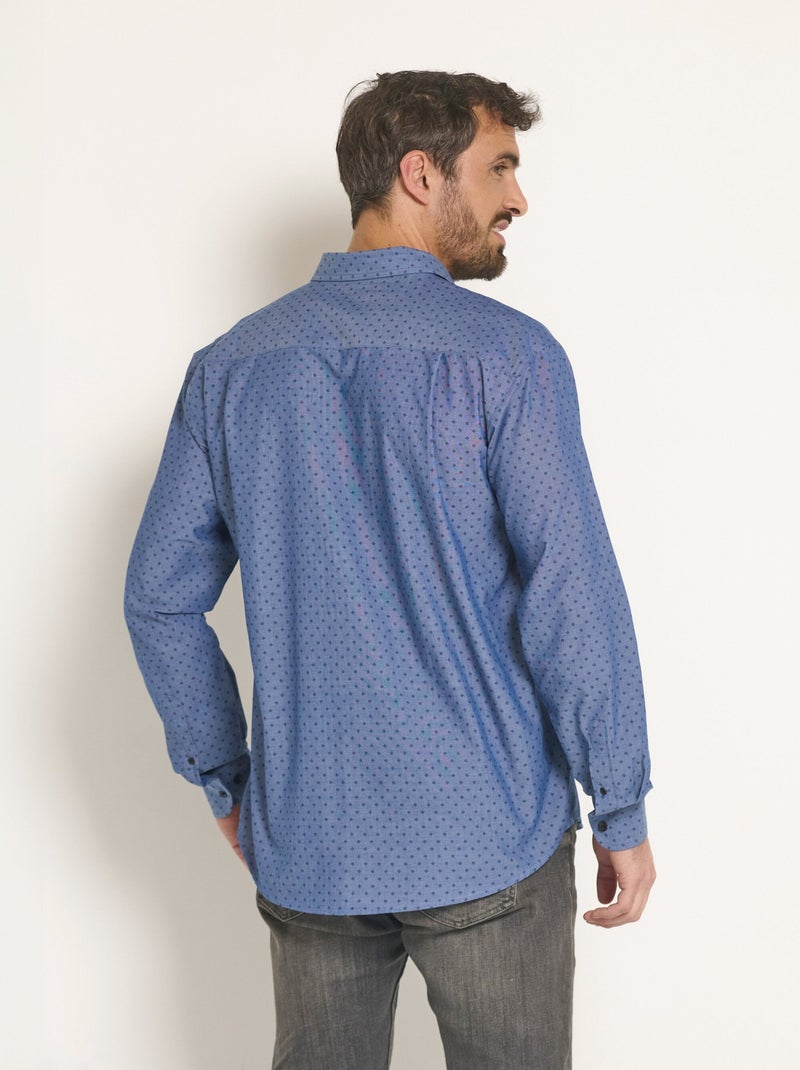 Camisa de cambray estampada fantasía - Afibel Azul - Kiabi