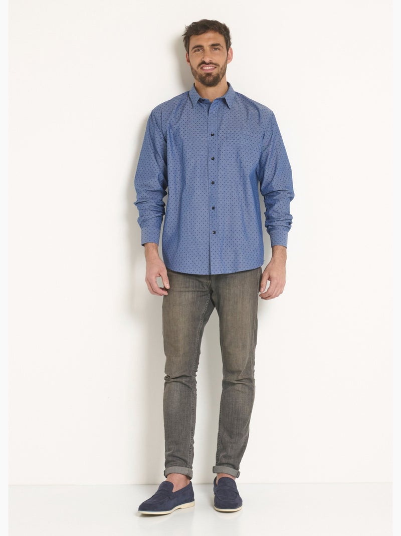 Camisa de cambray estampada fantasía - Afibel Azul - Kiabi