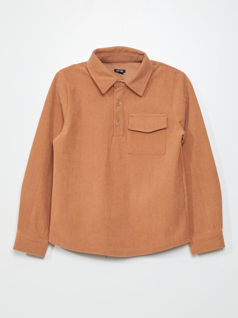 Camisa de canalé de manga larga MARRON - Kiabi
