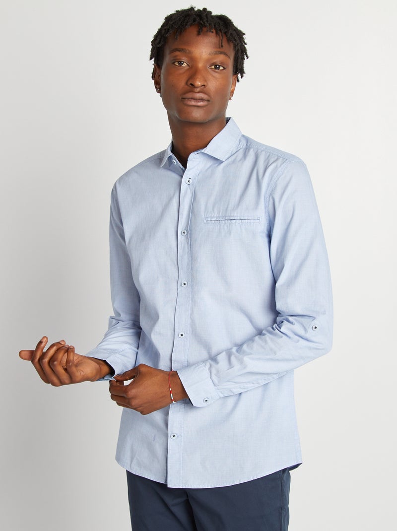 Camisa de chambray azul - Kiabi