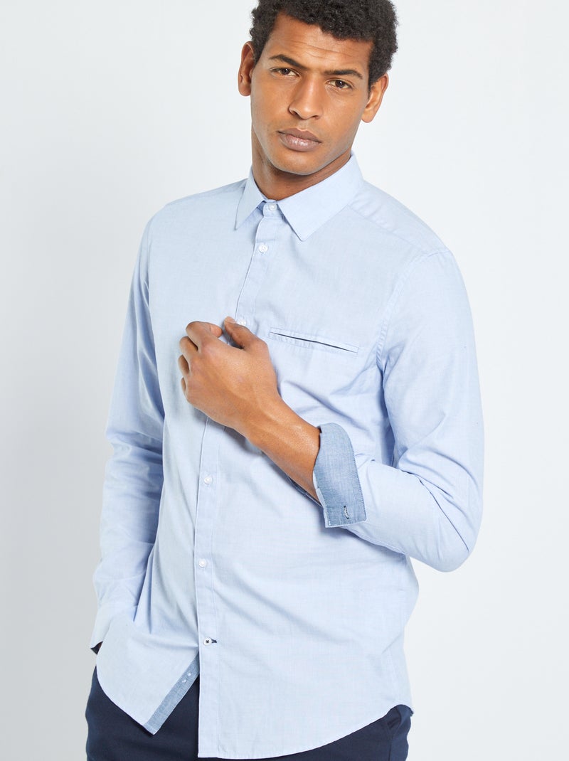 Camisa de chambray azul - Kiabi
