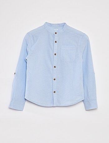 Camisa de chambray con cuello mao