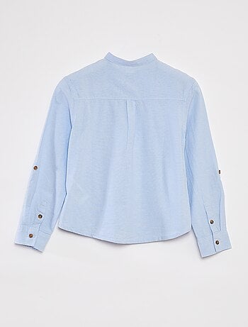 Camisa de chambray con cuello mao
