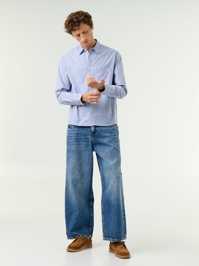 Camisa de corte cómodo con estampado de rayas Azul - Kiabi