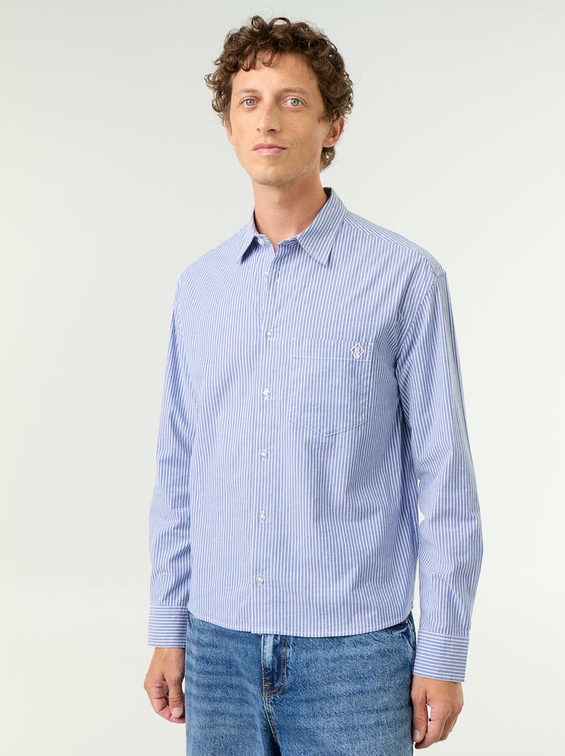 Camisa de corte cómodo con estampado de rayas Azul - Kiabi