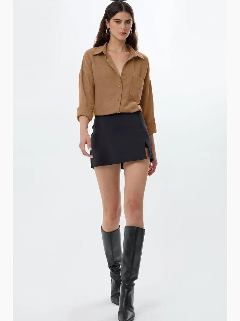 Camisa de corte regular con tacto de lino hiccup Greige - Kiabi
