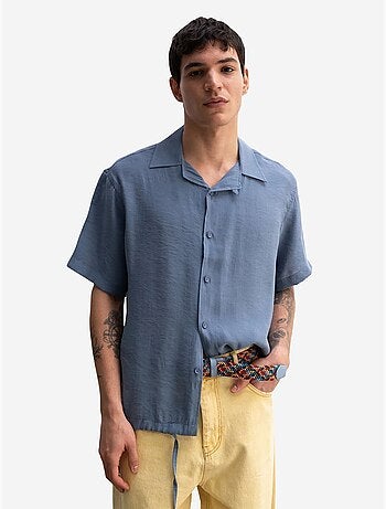 Camisa de crepé con detalle de lazada de corte relajado para hombre giesto