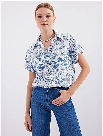 Camisa de crepé estampado con botones bdart