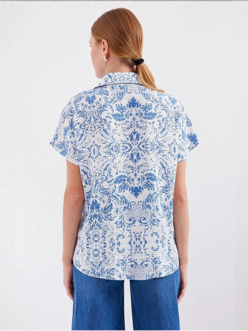 Camisa de crepé estampado con botones bdart Azul grisáceo - Kiabi