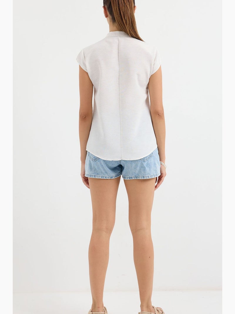 Camisa de crepé estampado con botones bdart Blanco roto - Kiabi