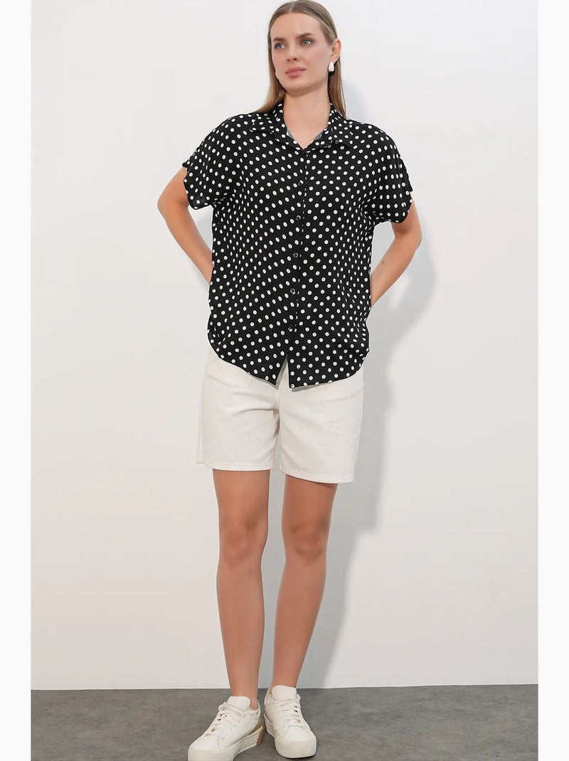 Camisa de crepé estampado con botones bdart Negro - Kiabi