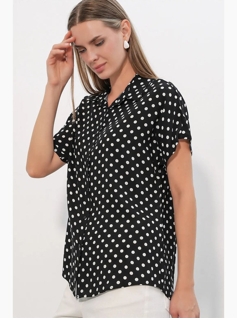 Camisa de crepé estampado con botones bdart Negro - Kiabi