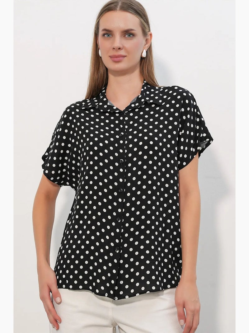Camisa de crepé estampado con botones bdart Negro - Kiabi