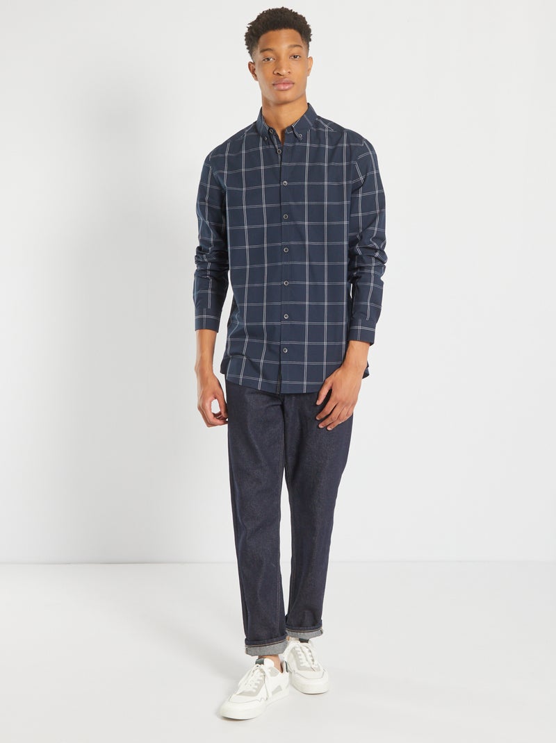 Camisa de cuadros +1,90 m AZUL - Kiabi