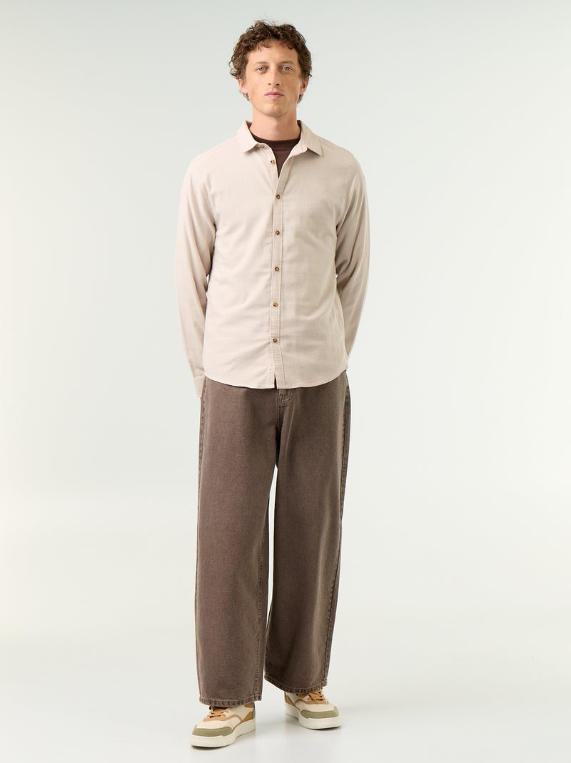 Camisa de cuadros Beige - Kiabi